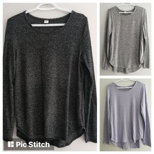 3 Item Bundle Old Navy Plush Long Sleeves in Charcoal, Gray & Purple Medium